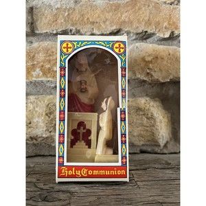 Vintage Plastic 1st Holy Communion Cake Topper Girl & Jesus Figure Original Box